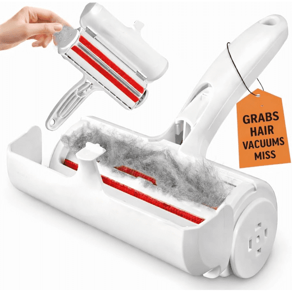 Pet Hair Remover Roller - Reusable Lint Roller for Dog & Cat Hair on Furniture, Couch, Carpet, Clothing - Eco-Friendly Portable Fur Remover Tool (White)