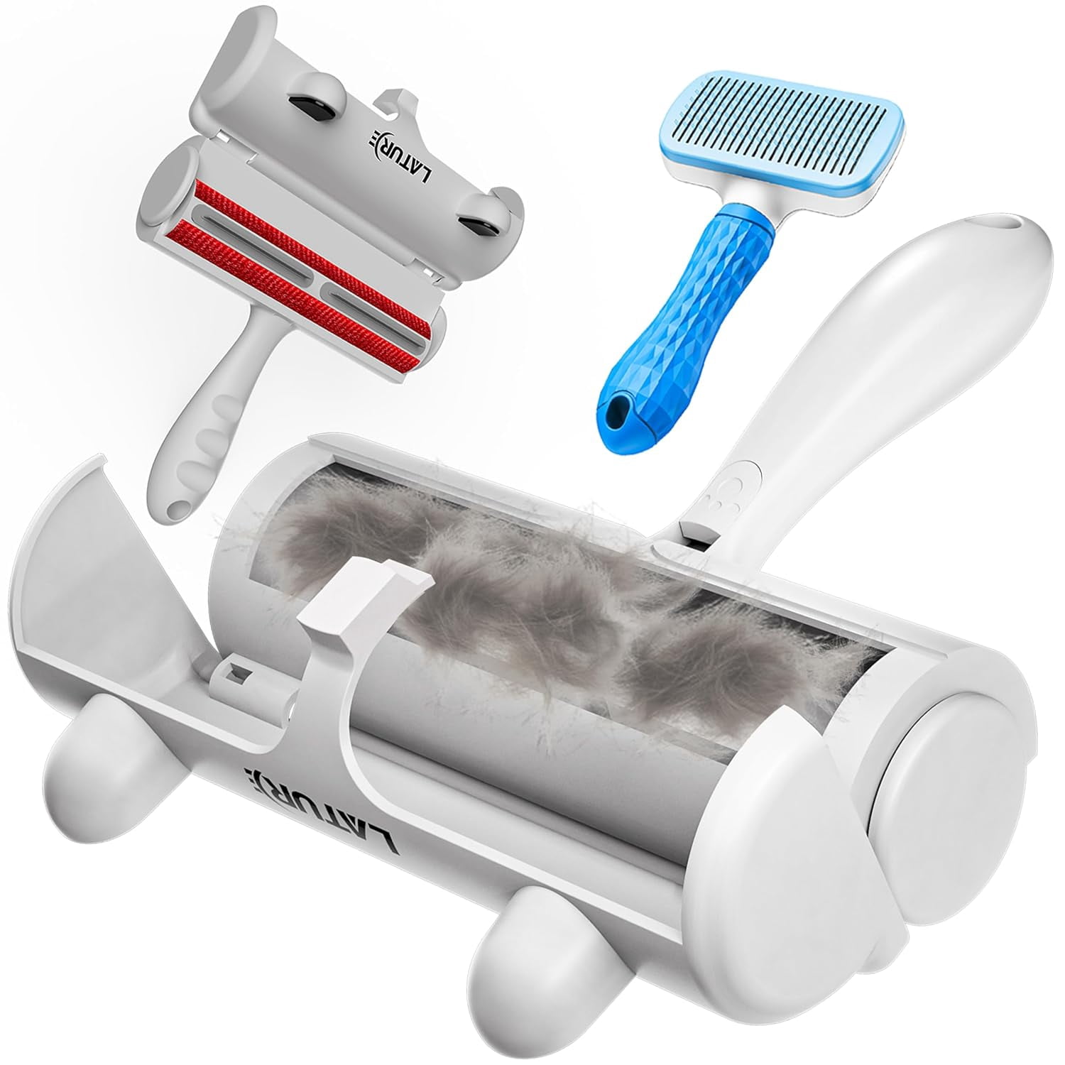 Picture of Pet Hair Remover Roller & Self-Cleaning Grooming Brush (2-in-1 ...