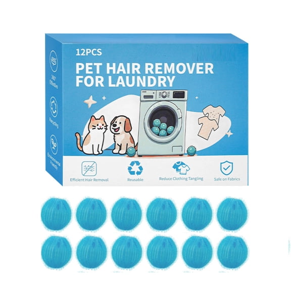 Pet Hair Remover for Laundry 12PCS Reusable Washing Machine Balls Efficient Fabric Cleaning Reduces Clothing Tangling Safe for Fabrics