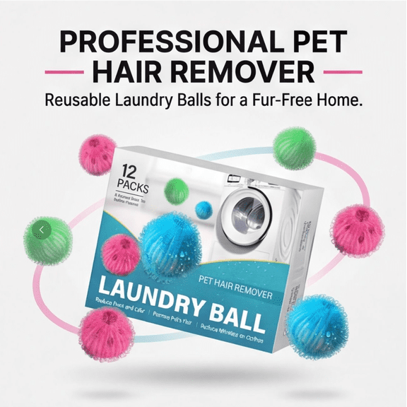 Pet Hair Remover for Laundry – Reusable Washing Machine Hair Catcher & Dryer Balls for Dog Cat Fur, Anti-Winding Laundry Balls Lint Remover for Clothes, Bedding,12PCS
