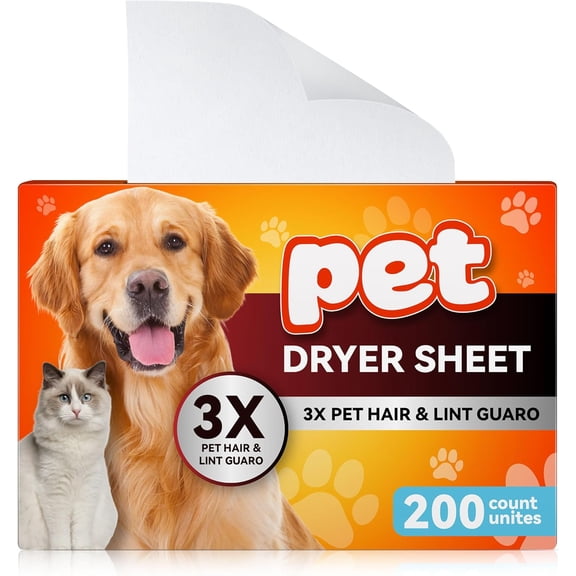 Pet Hair Remover for Laundry, Lint Dryer Sheets, 3 X Pet Hair Fighters, Reduces Static, Adds Softness(Unscented,200 Count)