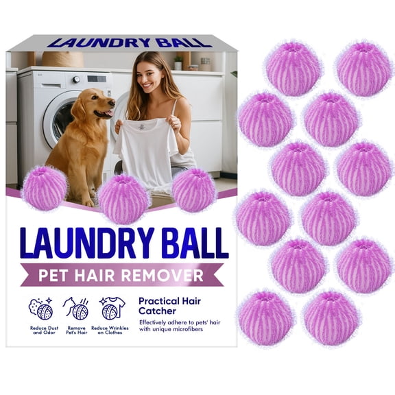 Pet Hair Remover for Laundry, Reusable Pet Hair Remover Balls for Washing Machine, Nylon Laundry Lint Catcher, 12 PCS