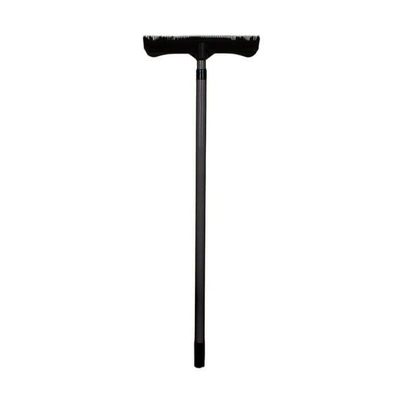 Pet Hair Rubber Broom With Squeegee, 15-Inch Wide Electrostatic Bristle Head, Durable Metal 48-Inch Telescopic Handle, For Carpet Tile And Hardwood Floors, Efficiently Removes