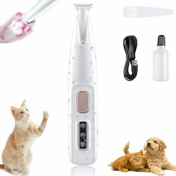 Pet Hair Trimmer, Furry Basic Paw Trimmer for Dogs Cats,Rechargeable Waterproof Paw, Low Noise with an LED Light(1pcs)