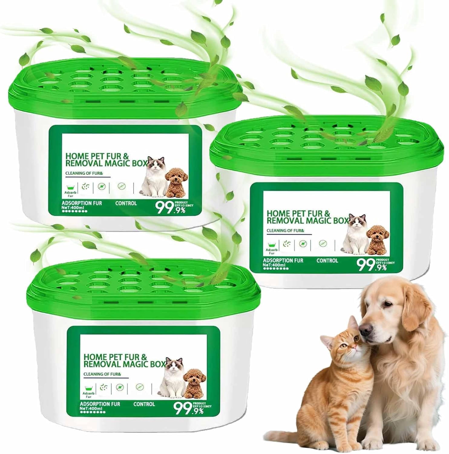 Pet Hair and Odor Remover – 360° Air Purifier Box, Portable Dust Collector and Odor Eliminator for Bedroom and Living Room