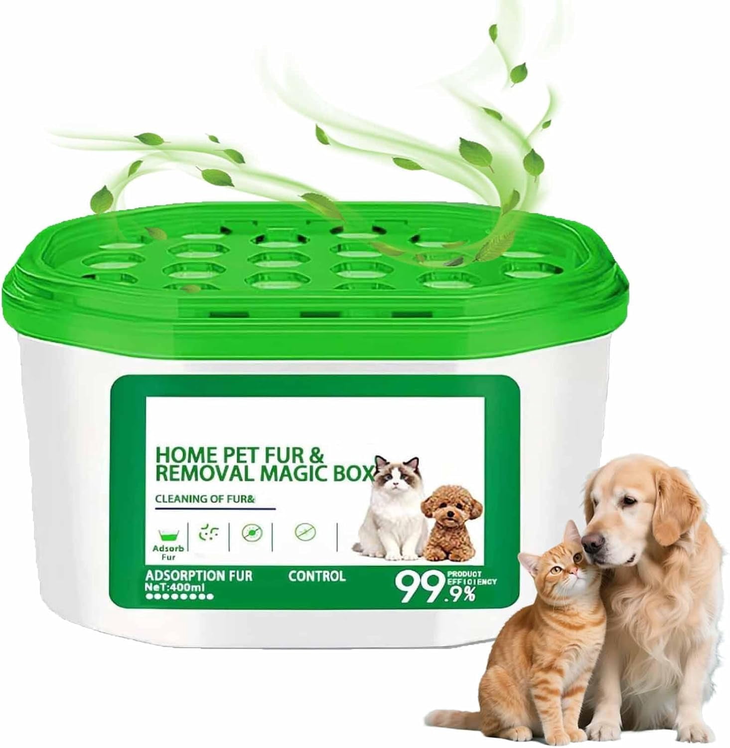 Pet Hair and Odor Remover – 360° Air Purifier Box, Portable Dust Collector and Odor Eliminator for Bedroom and Living Room