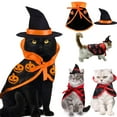 thumbnail image 1 of Pet Halloween Cloak Cosplay Costume with Wizard Hat Vampire Pumpkin Bat Cape for Small Dog & Cat & Kittens & Puppy Pet Party Supplies, 1 of 12