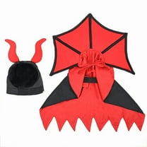Pet Halloween Costume Set with Devil Horns Hat and Bat Wings, Adjustable Red and Black Cloak for Dogs and Cats, Fun Party Outfit