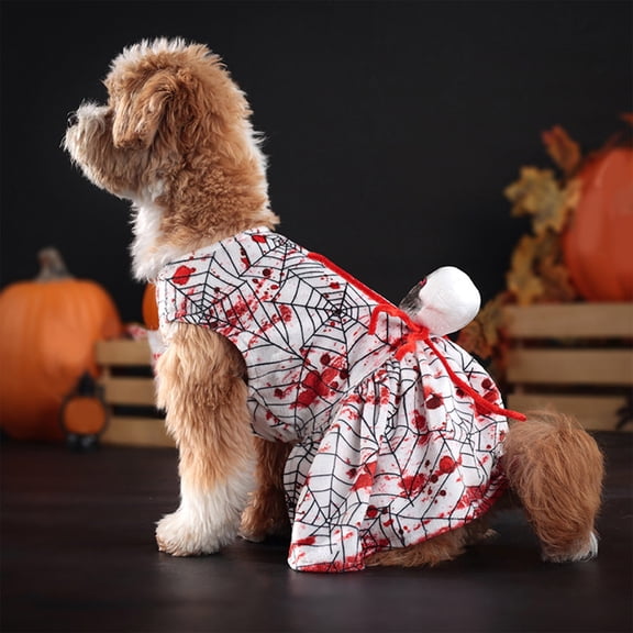 Pet Halloween Costume,Spider Design Dog Dress for Small Medium Dogs,4 Sizes Suitable for 3.3-16.5lb Dogs