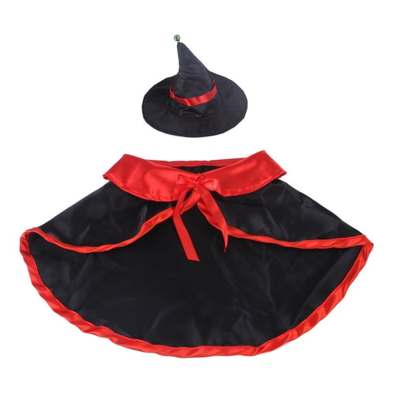 Pet Halloween Costumes Dogs Cats Halloween Witch Pet Costume Cape Hat Halloween Vampire Cloak Wizard Cats Cosplay Clothes Apparel for Small Dogs Cats Halloween Party(L,Red)
