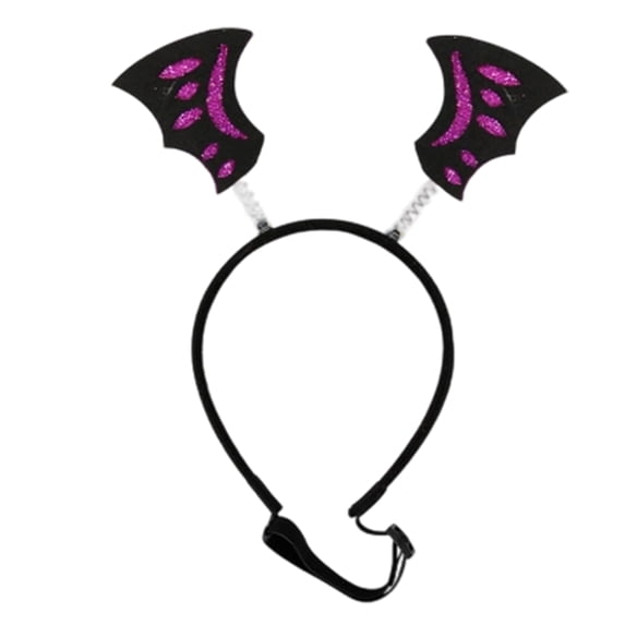 Pet Halloween Headband, Glitter Purple Bat Wing Decor, 1 Pack Adjustable Safety Headwear for Cats Dogs, Halloween Party Costume Accessory for Pet Holiday Themed Dress Up Cosplay Photo Prop