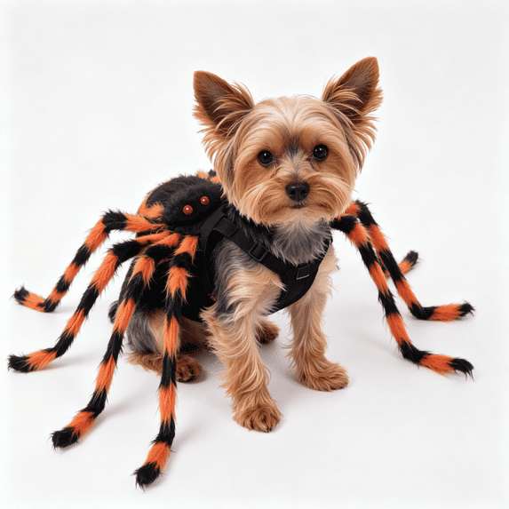 Pet Halloween Spider Costume, Funny Plush Spider Outfit for Dogs & Cats, for Trick‑or‑Treat, Family Party, Holiday Photo Shoot