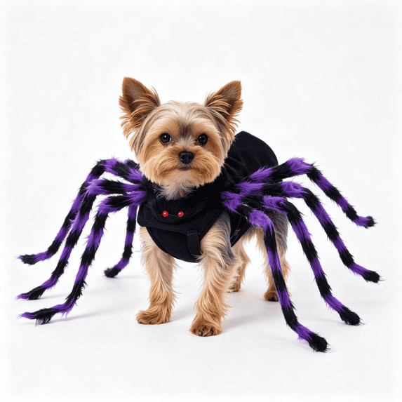 Pet Halloween Spider Costume, Funny Plush Spider Outfit for Dogs & Cats, for Trick‑or‑Treat, Family Party, Holiday Photo Shoot