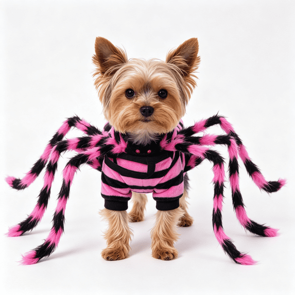 Pet Halloween Spider Costume, Funny Plush Spider Outfit for Dogs & Cats, for Trick‑or‑Treat, Family Party, Holiday Photo Shoot