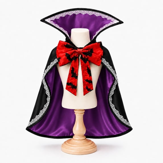 Pet Halloween Vampire Cape, Bat Bow Cosplay Cloak, Halloween Costume Outfit For Cats Small Dogs