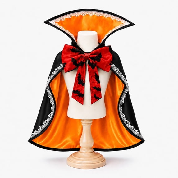 Pet Halloween Vampire Cape, Bat Bow Cosplay Cloak, Halloween Costume Outfit For Cats Small Dogs
