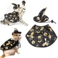 thumbnail image 1 of Pet Halloween Witch Costume Cape Hat Set for Dogs Cats, Spooky Wizard Vampire Cloak, Cosplay Party Apparel Clothes Outfit(RL), 1 of 6