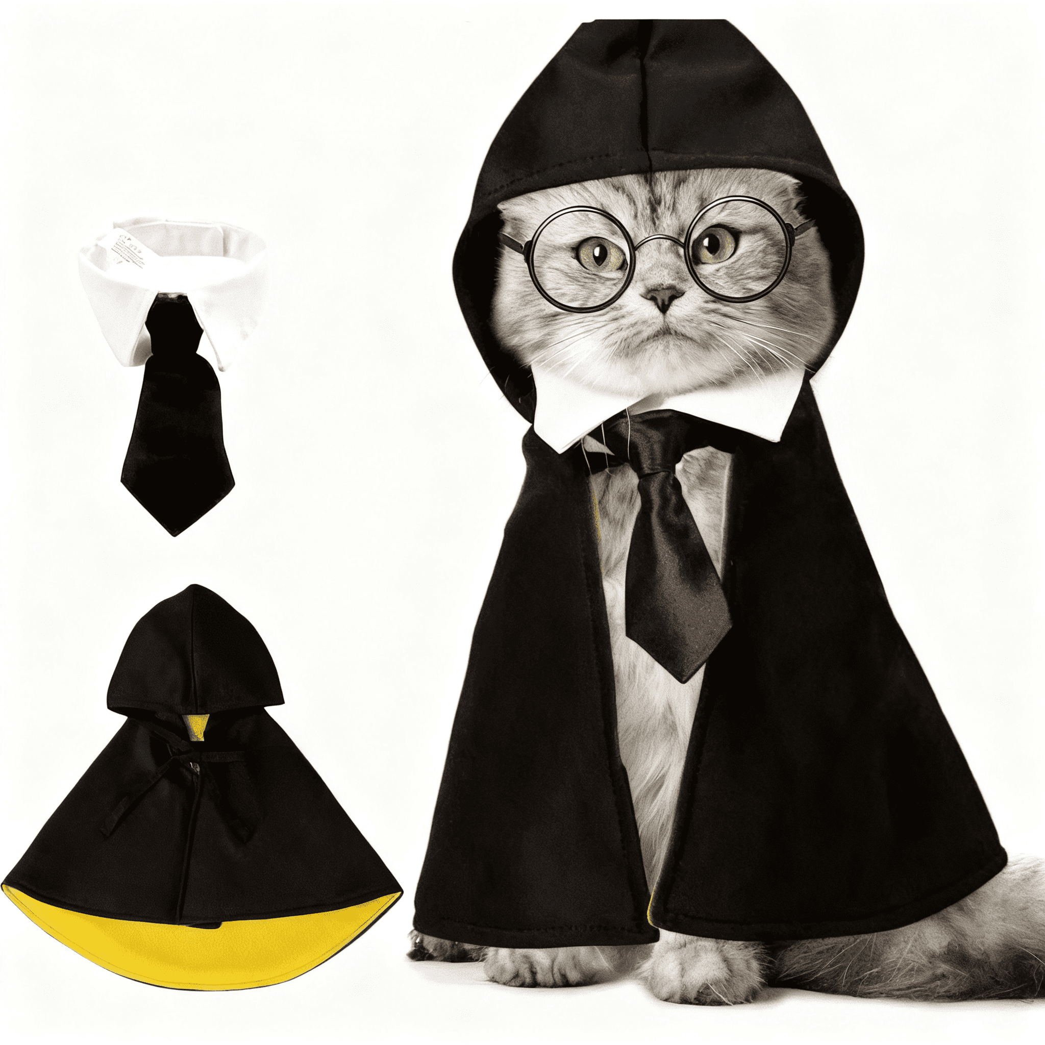 Pet Halloween Wizard Cape Costume for Cats and Small Dogs with Breathable Fabric