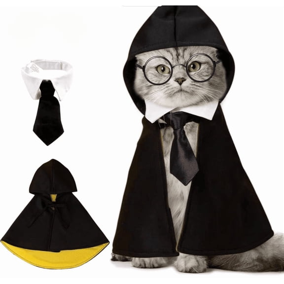 Pet Halloween Wizard Cape Costume for Cats and Small Dogs with Breathable Fabric