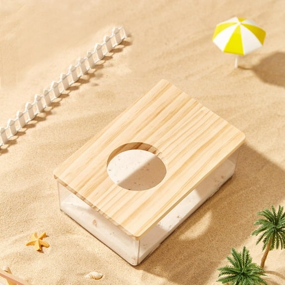 Pet Hamster Sand Bath Box, Clear Digging Sand Container, Sand Basin, Shower Bathtub, Hamster Bath House for Mouse, Gerbil, Rabbit Cage Accessories Rectangle S