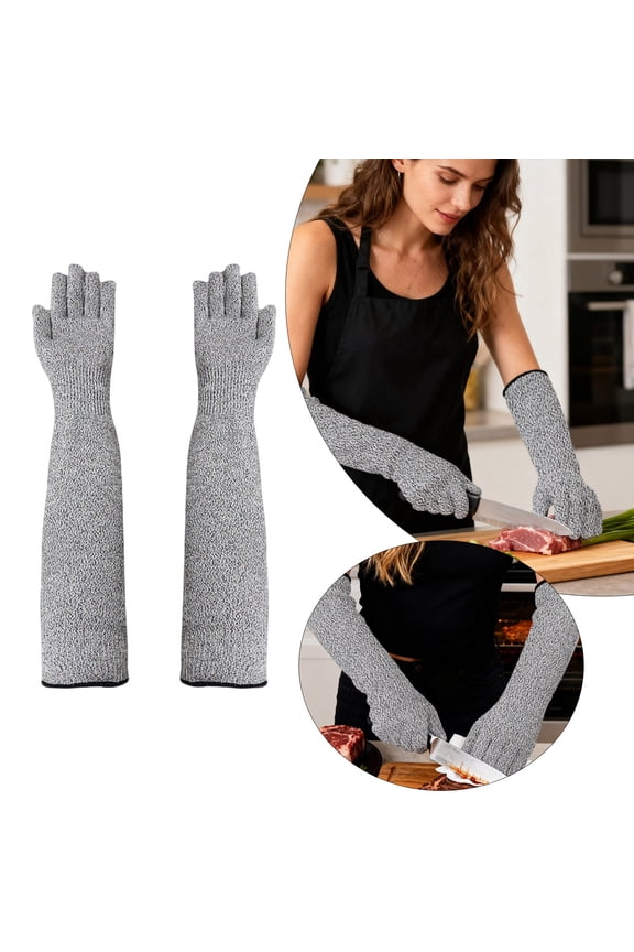 Pet Handling Gloves – 16" Extra-Long Kevlar Cat Grooming Arm Sleeves, Anti-Scratch & Bite Resistant Protective Sleeves (1)