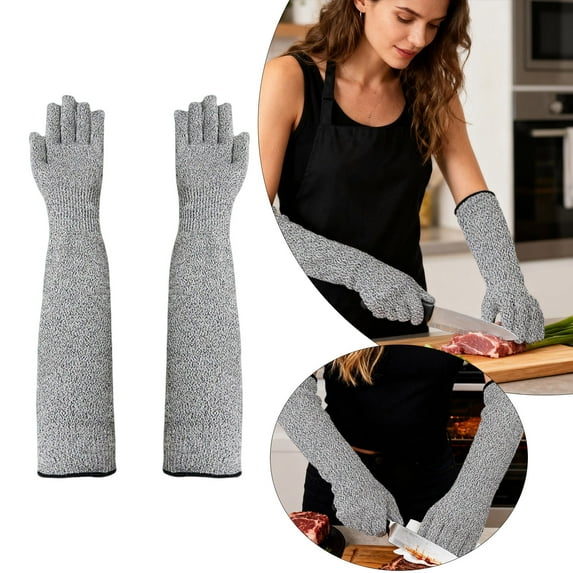 Pet Handling Gloves – 16" Extra-Long Kevlar Cat Grooming Arm Sleeves, Anti-Scratch & Bite Resistant Protective Sleeves (2)