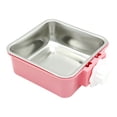 thumbnail image 1 of Pet Hanging Bowl for Crates, 2-in-1 Removable Stainless Steel & Plastic Food & Water Feeder, Pink – Small Dogs, Puppies, Cats, Rabbits, Guinea Pigs, Hamsters, Ferrets, Birds, 1 of 2