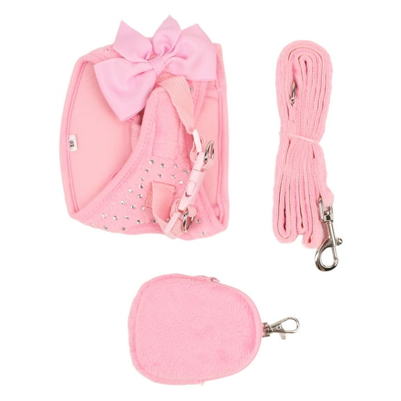 Pet Harness Leash, Pink Rhinestone Decoration Cute Bow Dog Harness Leash  For Pets For Cats