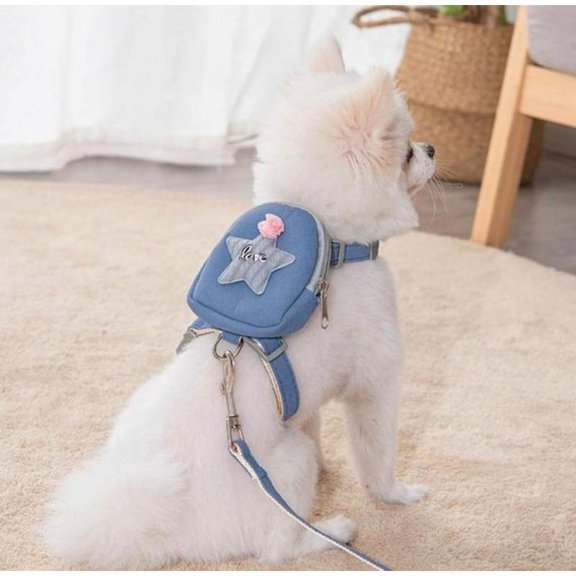 Pet Harness Leash Set, Cute Backpack Cat Vest Belt Leash Snap Design Pet Harness Leash Comfortable and Breathable Dog Vest Leash Strong and Vest Harnesses