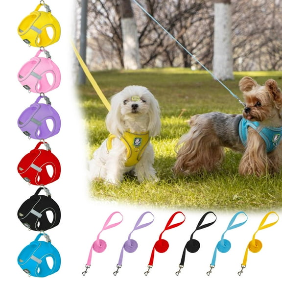 Pet Harness and Leash Set, Soft Breathable Vest with Reflective Strip, Easy to Wear for Walking and Running, Adjustable for Small Medium Large Dogs,Vsgery