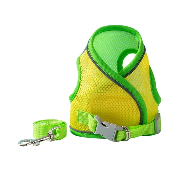 Pet Harness and Leash Set Breathable Reflective Anti-Escape Walking Running Gear (Yellow/XL)