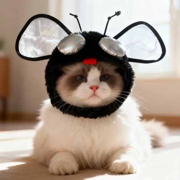 Pet Hat, Dog, Halloween, Mouse Plush, Funny Plush, Black Fabric, White Fabric, Red Fabric, Plush Fabric, Dress Up, Adjustable, 1 Pc