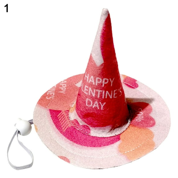 Pet Hat Eye-catching Wear Resistant Non Woven Fabric Love Heart Print Dog Hat Pet Headwear for Autumn-S,1