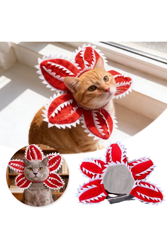 Pet Hat for Demogorgon Props Accessories, Soft Halloween Novelty Headwear for Cats and Small Dogs, Fun Dress Up for Holidays and Parties