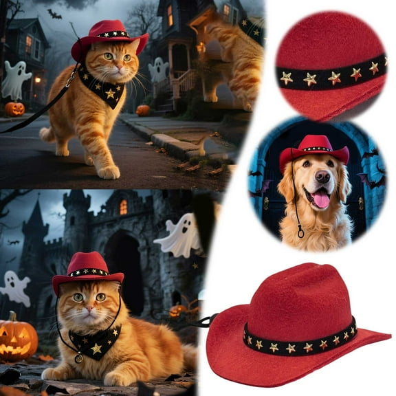 Pet Hats Stylish Denim Cat Hat with Star Print Comfortable Polyester for Indoor and Outdoor Use