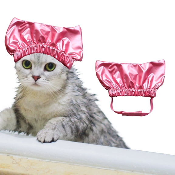 Pet Hats for Dogs Cats Shower Cap With Adjustable Strap - Protective Headwear for Bath no- Sizing