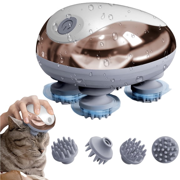 Pet Head Electric Massager, 96 Massage Nodes Heads Imitate Human Fingers, Massager Brush Relieve Anxiety, Waterproof Scalp Massager for Cats & Dogs