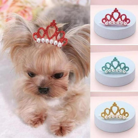 Pet Headwear Cat Grooming Crown Shape Bowtie Hairpin Hair Dog Bowknot Clip