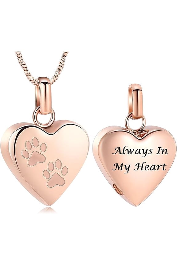 Pet Heart Cremation Jewelry For Ashes For Dog/Cat Paw Stainless Steel Memorial Locket Urn Necklace Paw Print Pet Heart Urn Necklace