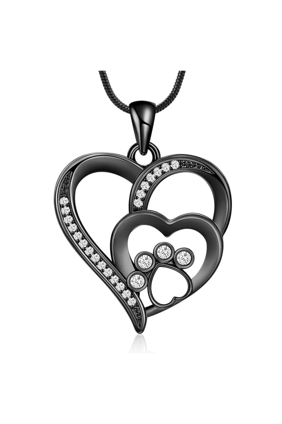 Pet Heart Cremation Urn Necklace for Ashes for Dog / Cat Paw Print Cremation Jewelry Eternity Memorial Keepsake Gifts