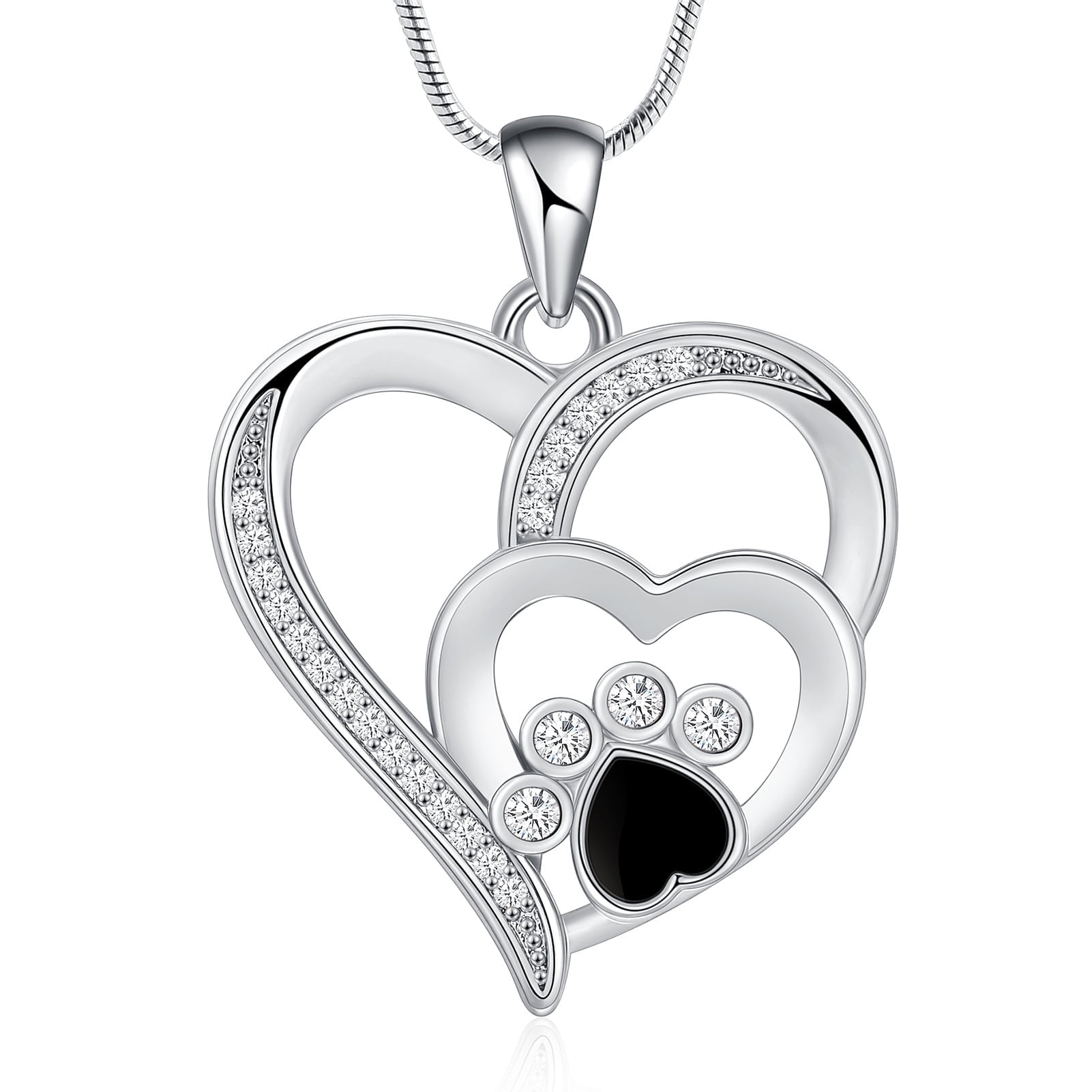 Pet Heart Cremation Urn Necklace for Ashes for Dog / Cat Paw Print ...