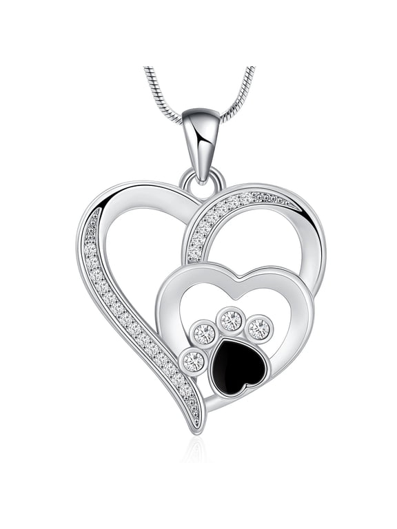 Pet Heart Cremation Urn Necklace for Ashes for Dog / Cat Paw Print Cremation Jewelry Eternity Memorial Keepsake Gifts