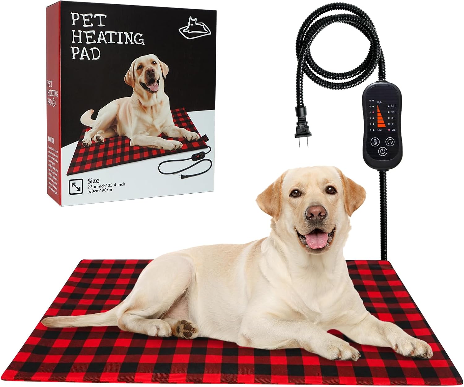 Pet Heating Pad, Adjustable Emperature Heated Cat Bed with Timer