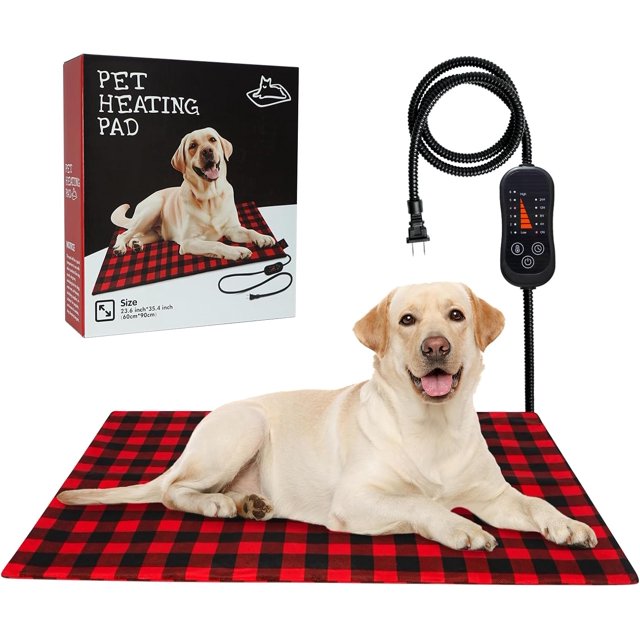 Pet Heating Pad, Adjustable Emperature Heated Cat Bed with Timer
