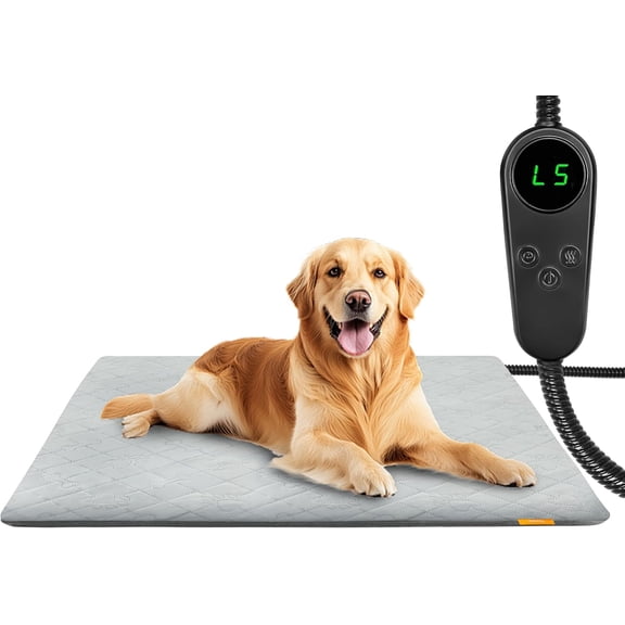 Pet Heating Pad for Cats Dogs Electric Heated Bed Waterproof Warming Mat Indoor Outdoor Chew Resistant Cord Adjustable 5 Timer and 6 Level Temperature for Pets Puppy Animals-Small-35.4x23.6in