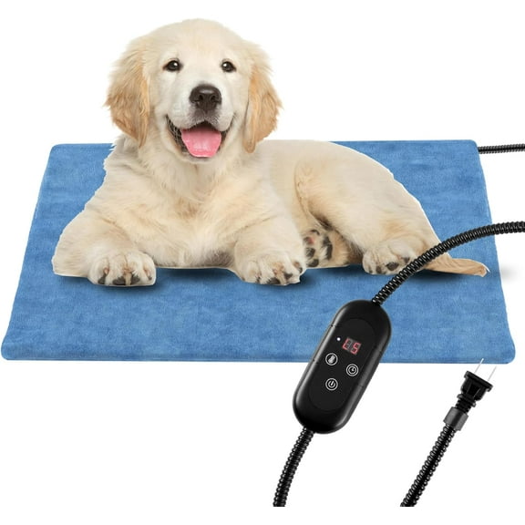 Pet Heating Pad for Dogs, Indoor Outdoor Waterproof Electric Heated Pad Mat for Cats with Chew Resistant Cord,5 Timer and 6 Level Temperature Pet Bed Warmer-15.7x27.5