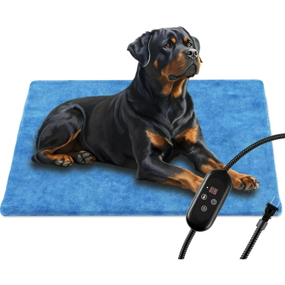 Pet Heating Pad for Dogs, Indoor Outdoor Waterproof Electric Heated Pad Mat for Cats with Chew Resistant Cord,5 Timer and 6 Level Temperature Pet Bed Warmer-23.6x35.4
