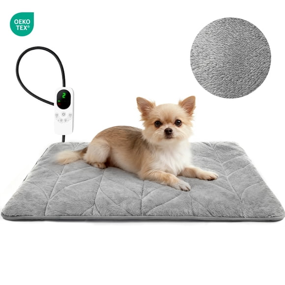 Pet Heating Pad, Heated Dog Bed with Timer, 22" x 16" Indoor Heating Mat for Pets Electric Heating Pads with 9 Temperature Modes For Dogs and Cats