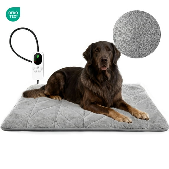 Pet Heating Pad, Heated Dog Bed with Timer, 47" x 28" Indoor Heating Mat for Pets Electric Heating Pads with 9 Temperature Modes For Large Dogs