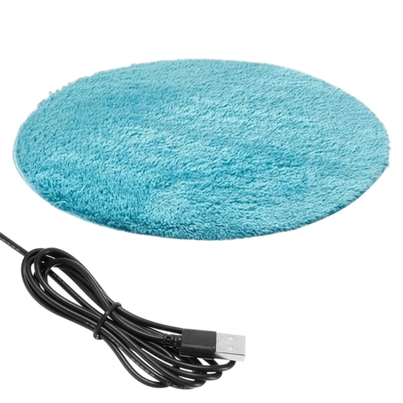 Pet Heating Pad, Temperature Holding Small Dog Cat Heating Bed, Round Easy Clean Waterproof Pet Mat for Indoor Outdoor Use, Light Blue